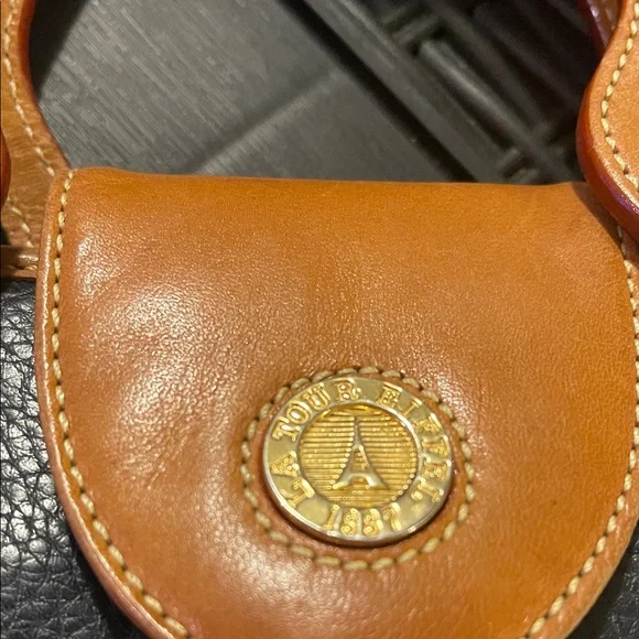 Chic Blue and Tan Satchel with Red Accents - Picture 8 of 8